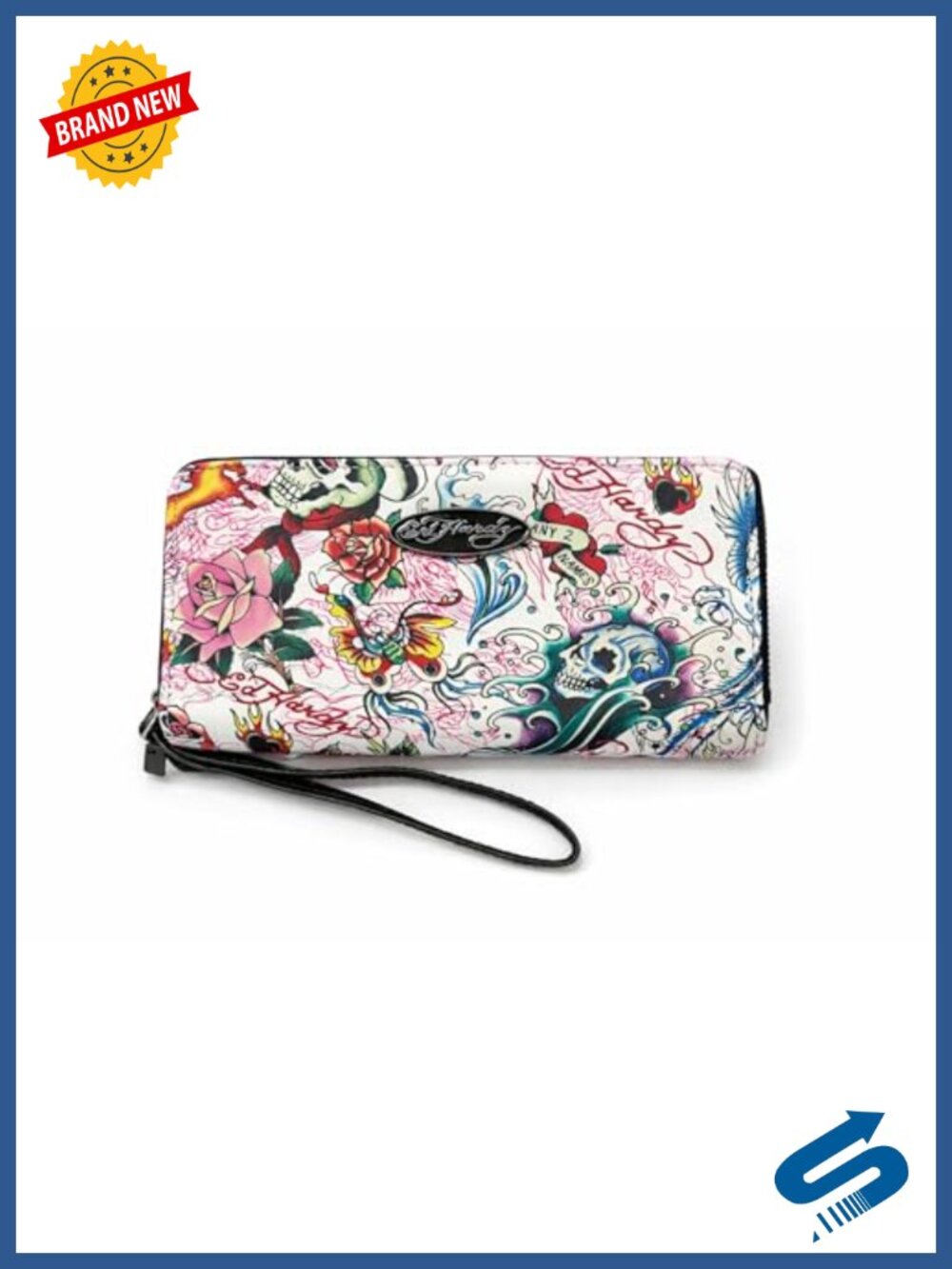 Faux Leather Zip Around Wallet with Wrist Strap for Women